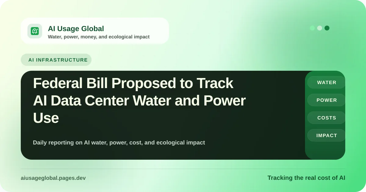 Digital representation of federal oversight and resource tracking for AI data center infrastructure
