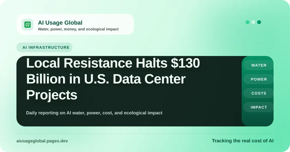 Digital representation of community opposition and blocked AI data center infrastructure in the United States